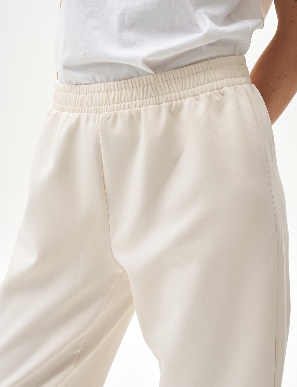 Elastic Waist Jogger Pants Cream