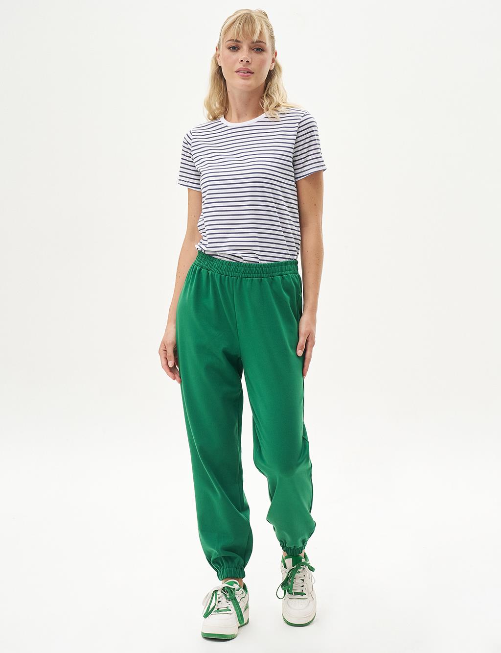 Elastic Waist Jogger Pants Apple Green