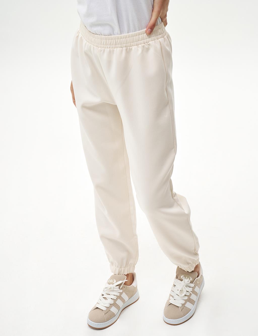 Elastic Waist Jogger Pants Cream