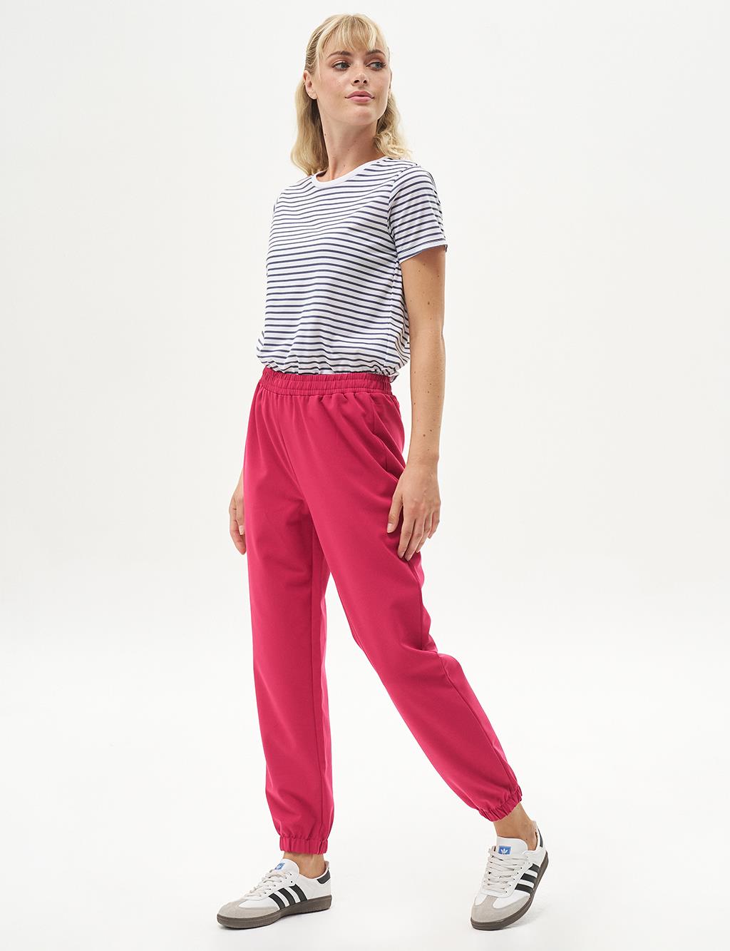 Elastic Waist Jogger Pants Fuchsia