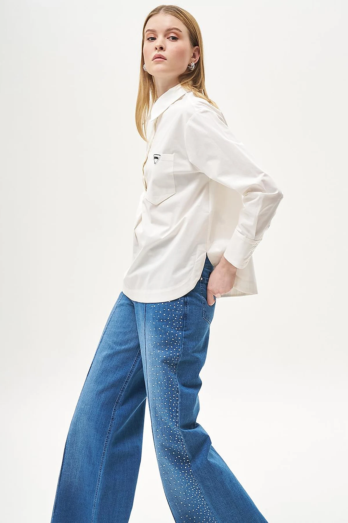 Half Placket Poplin Tunic Ecru