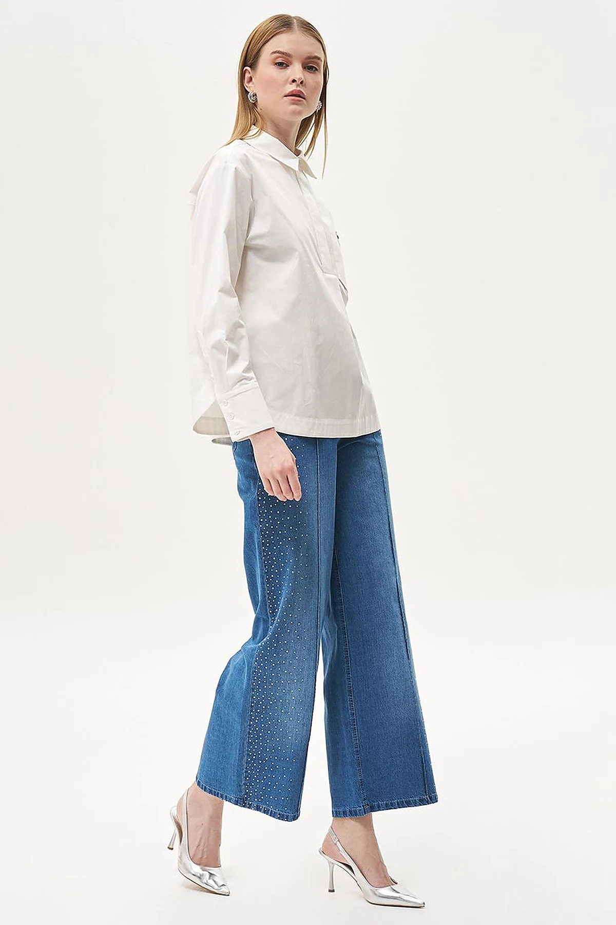 Half Placket Poplin Tunic Ecru