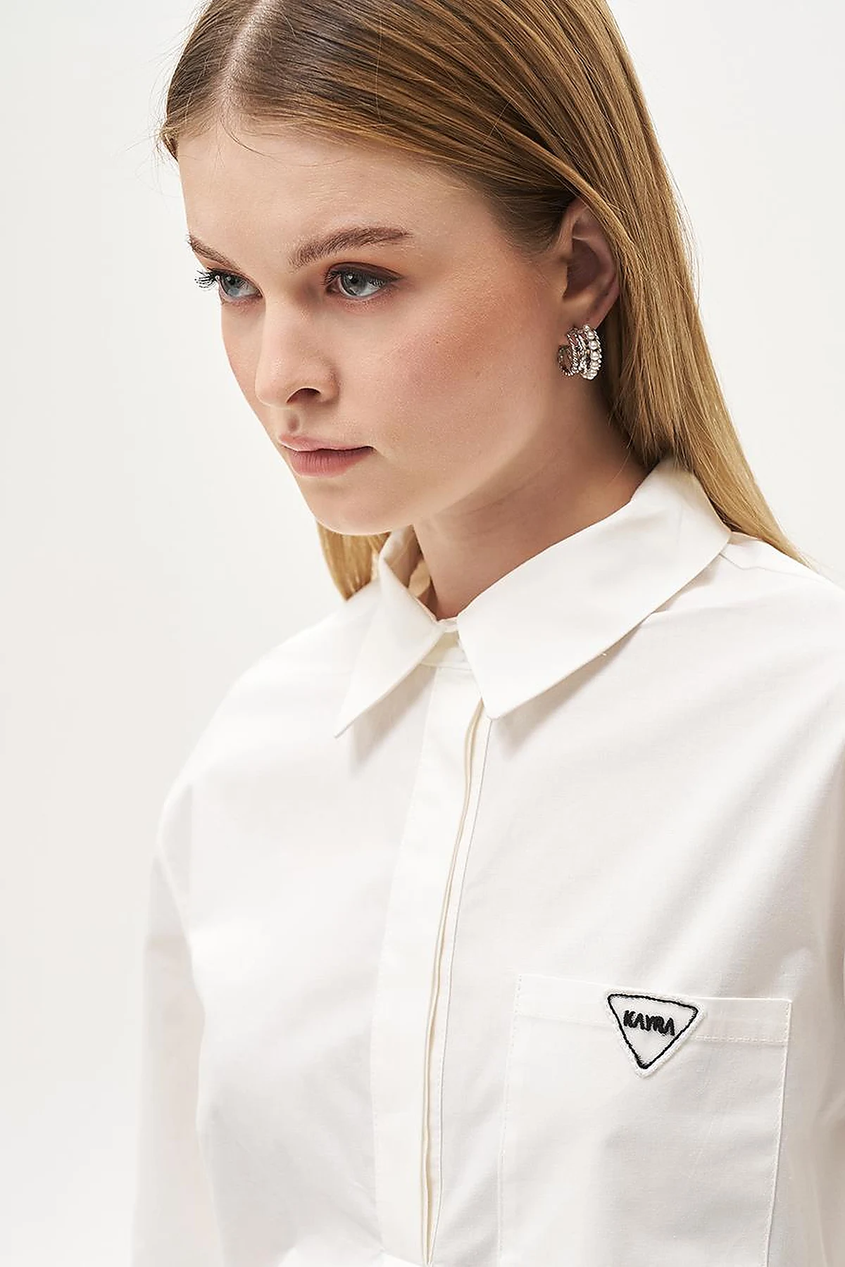 Half Placket Poplin Tunic Ecru