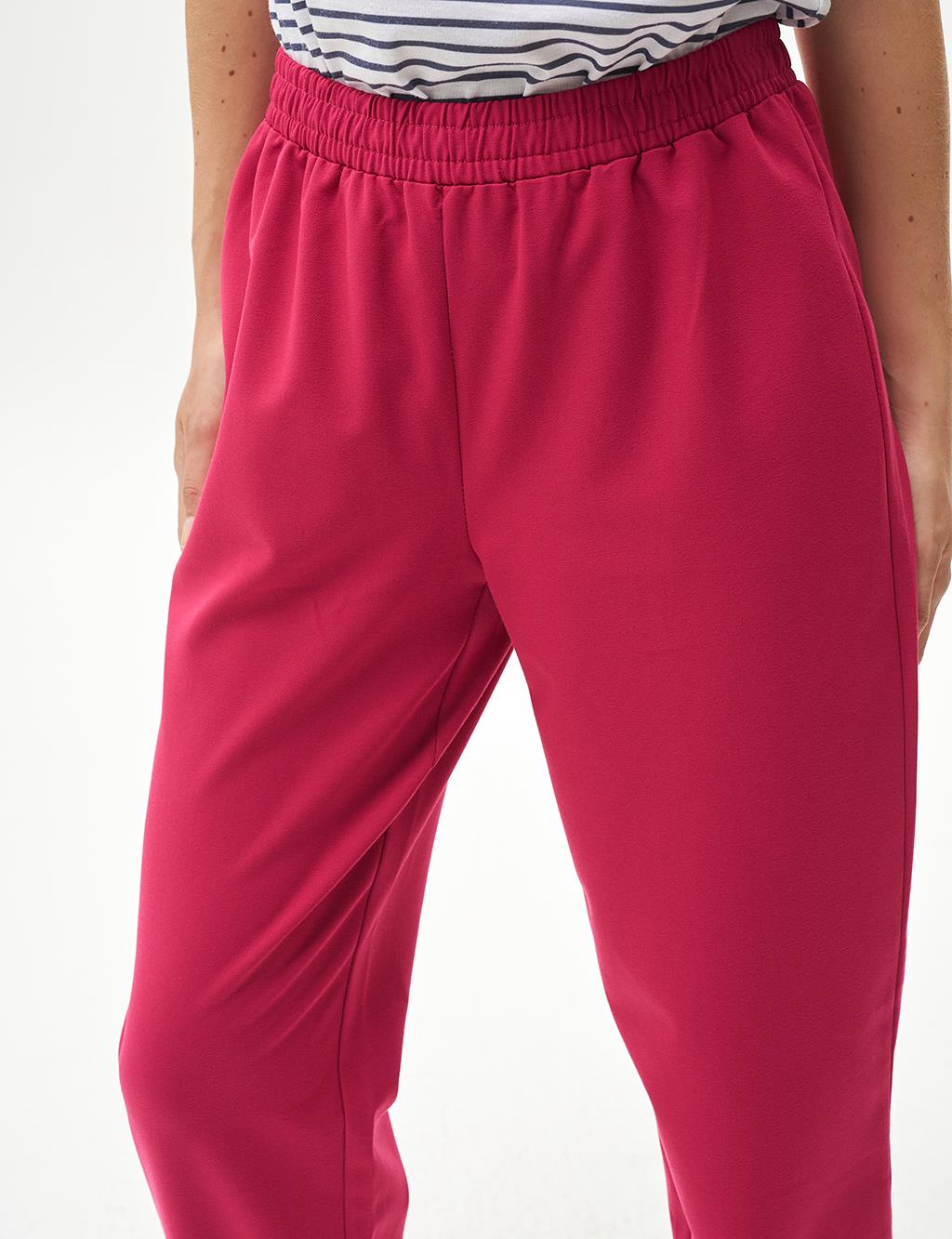 Elastic Waist Jogger Pants Fuchsia