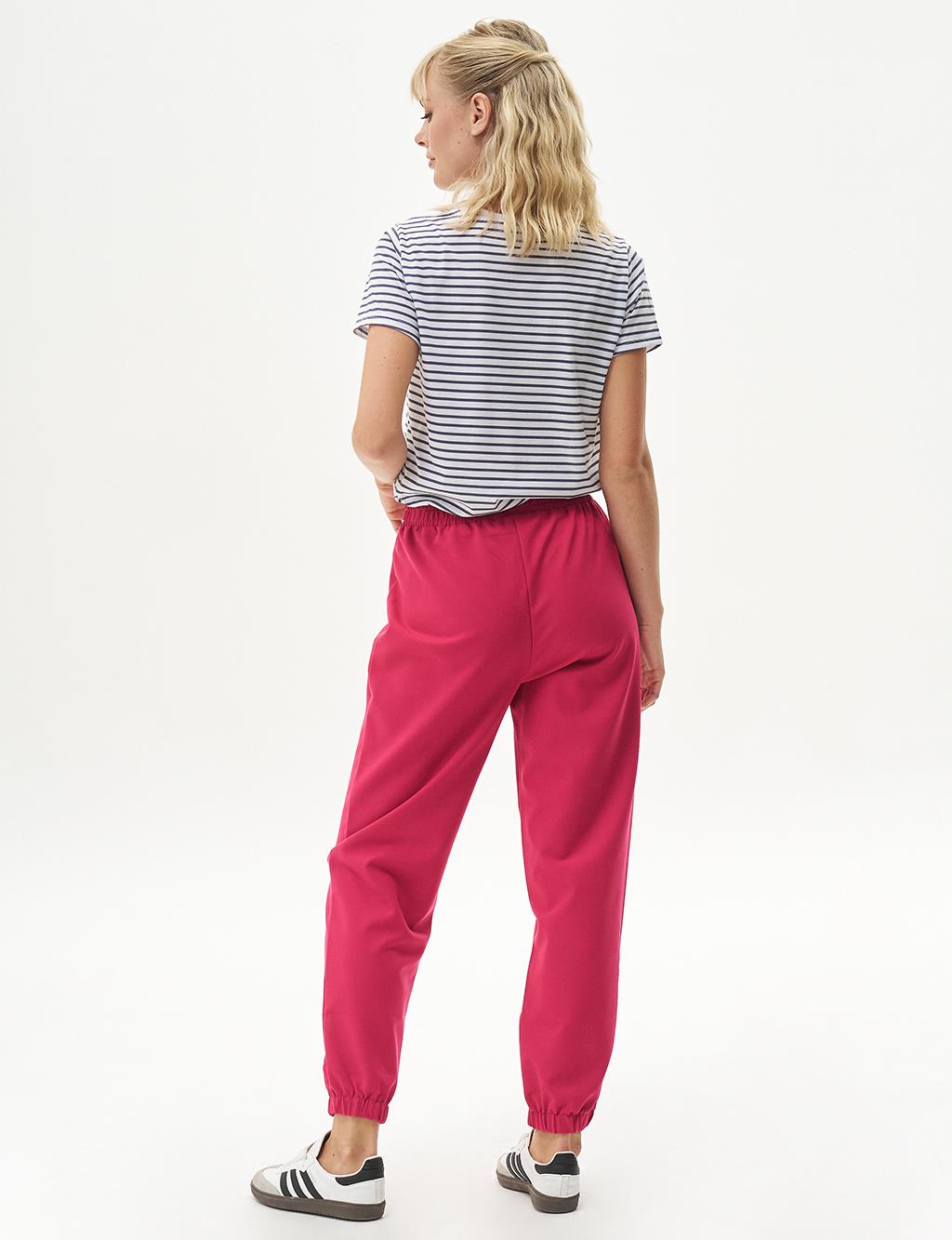 Elastic Waist Jogger Pants Fuchsia