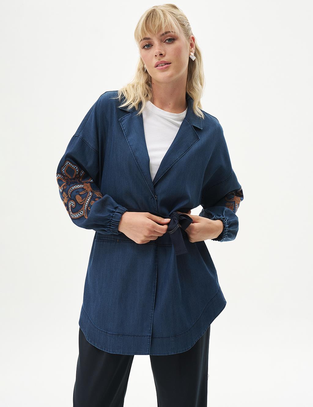 Embroidered Lyocell Jacket Indigo