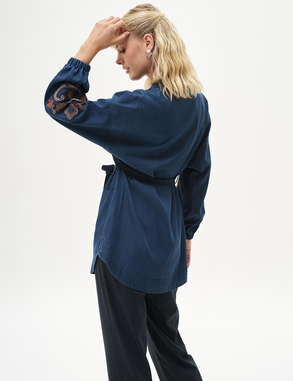 Embroidered Lyocell Jacket Indigo