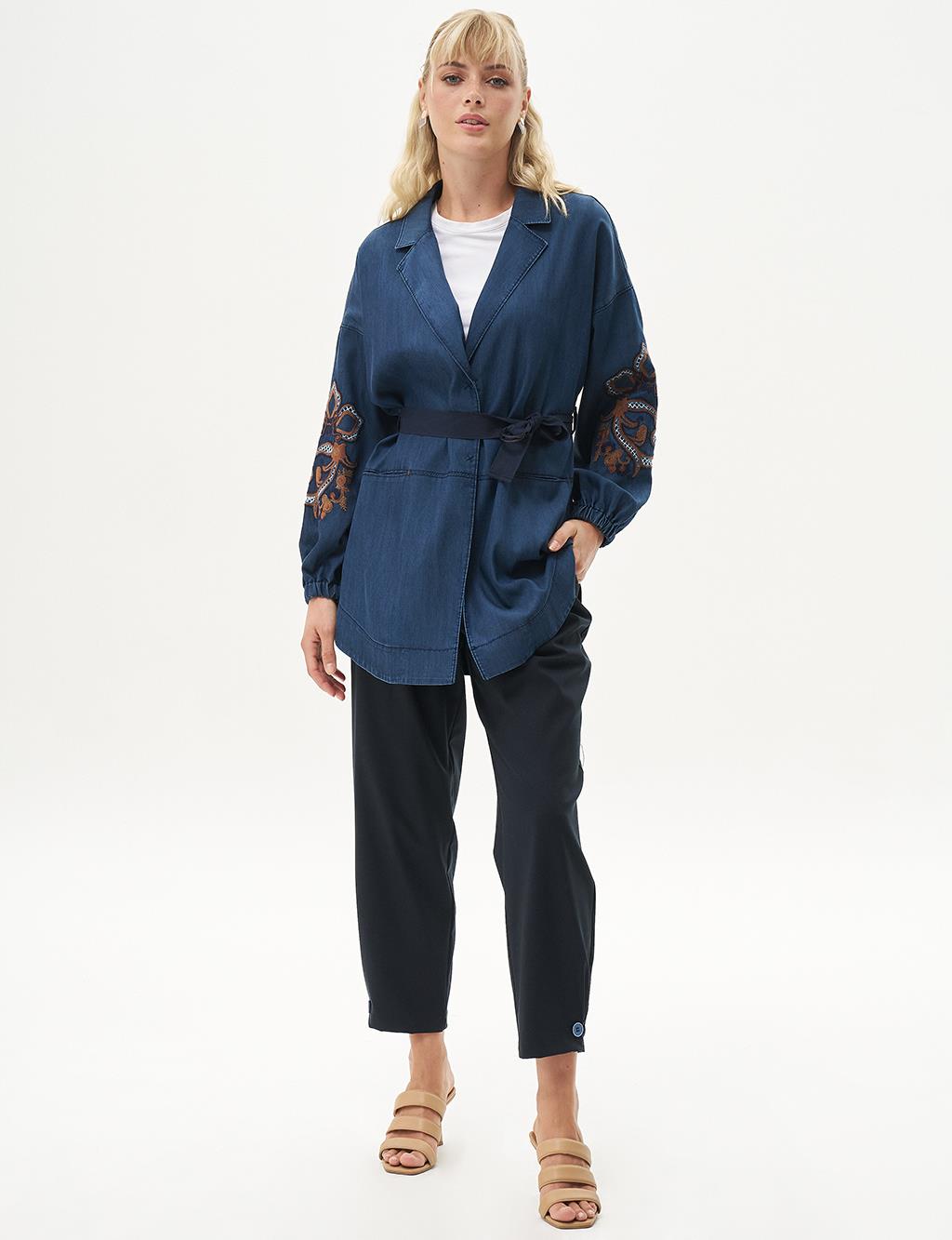 Embroidered Lyocell Jacket Indigo