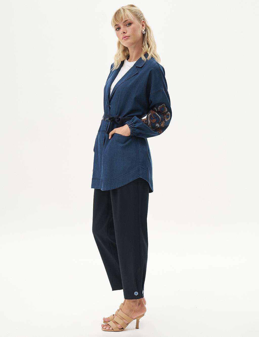 Embroidered Lyocell Jacket Indigo