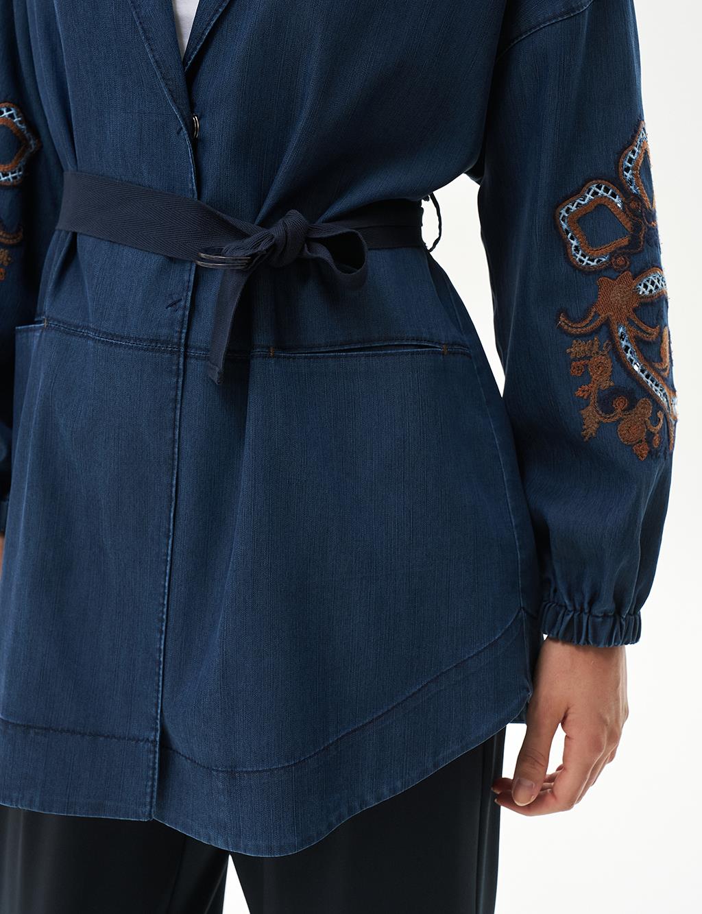 Embroidered Lyocell Jacket Indigo