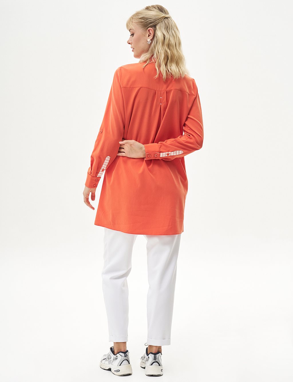 Double Pocket Natural Fabric Tunic Coral