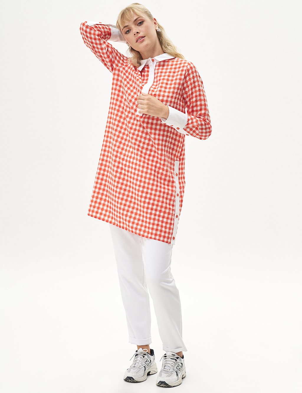 Waffle Half Hidden Pat Tunic Coral