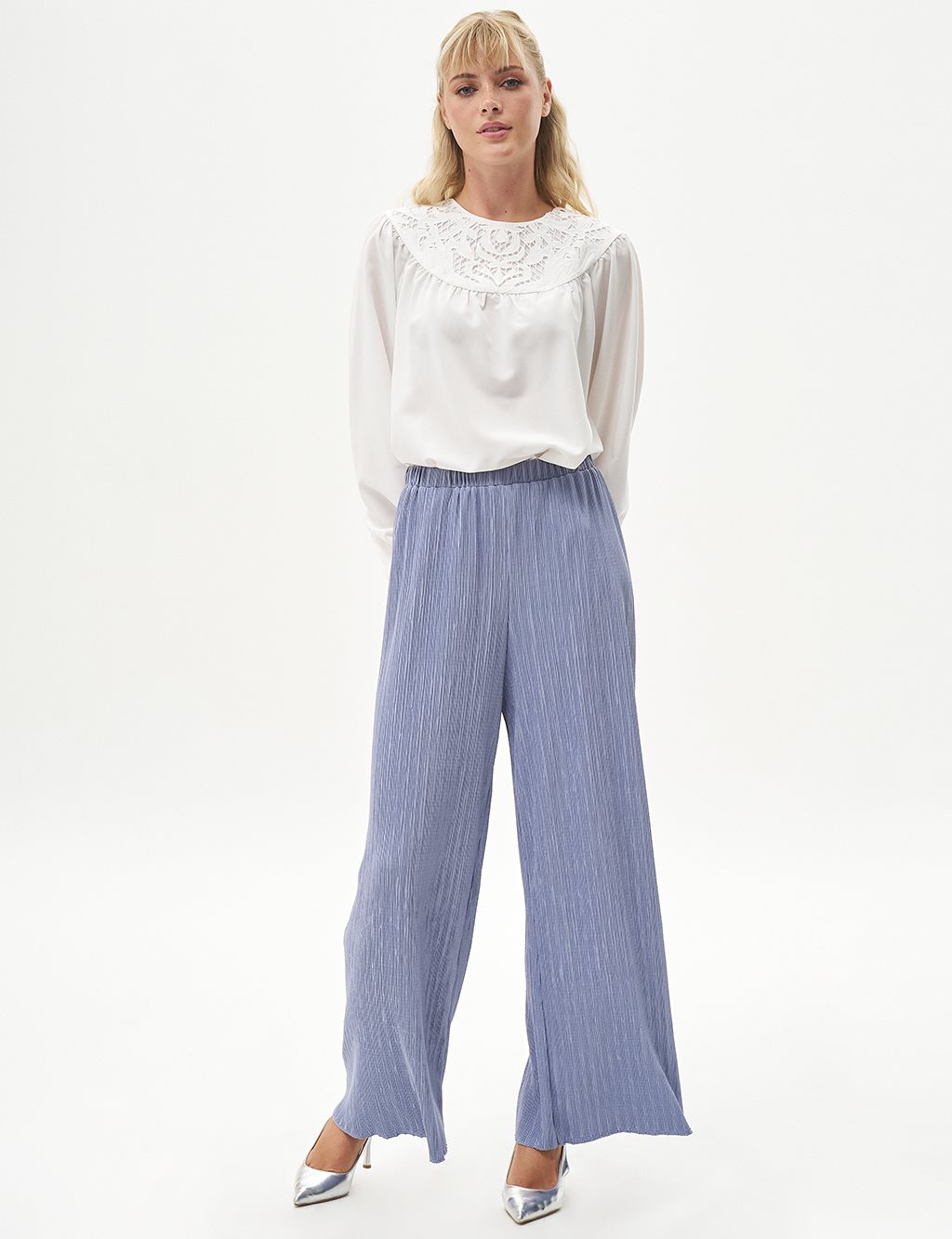 Elasticated Waist Corduroy Pants Aviation Blue