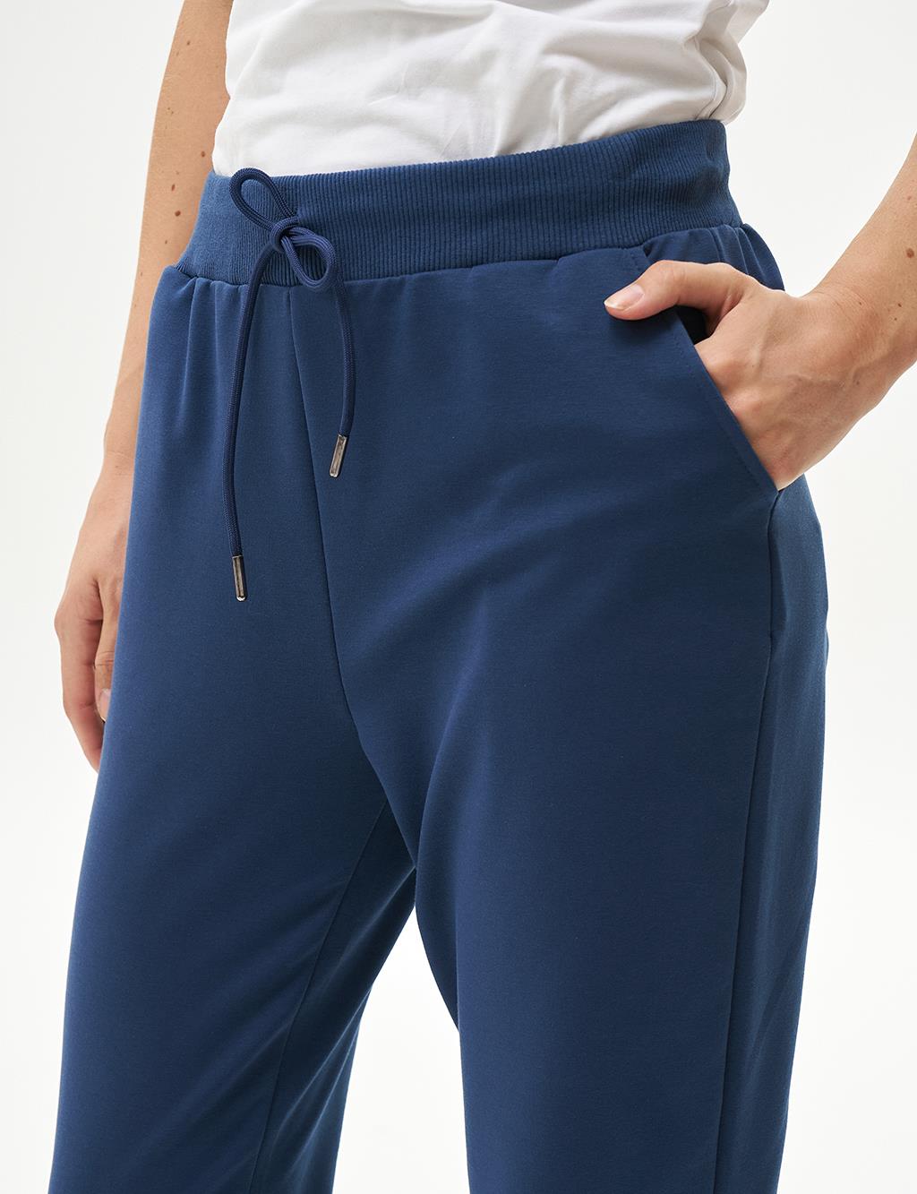 Elastic Waist Jogger Trousers Indigo