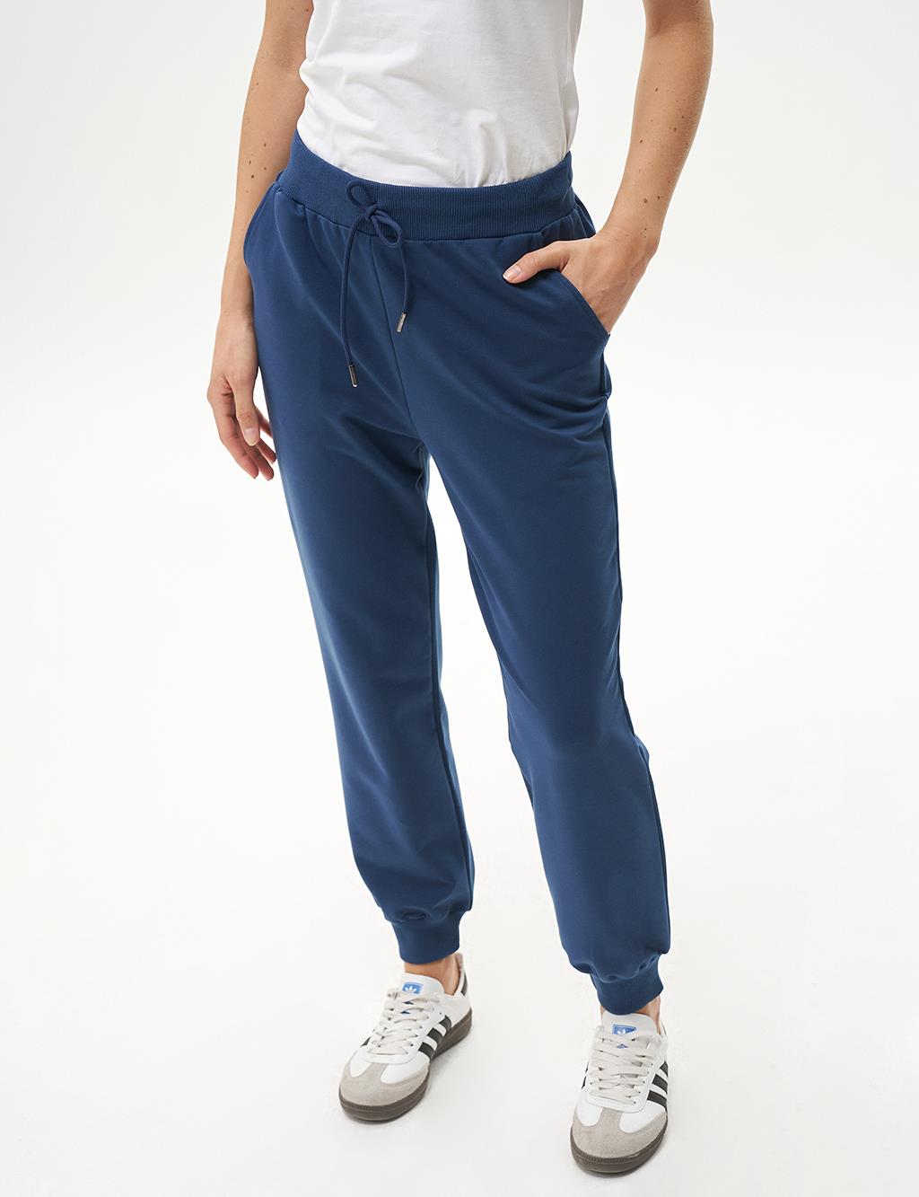 Elastic Waist Jogger Trousers Indigo