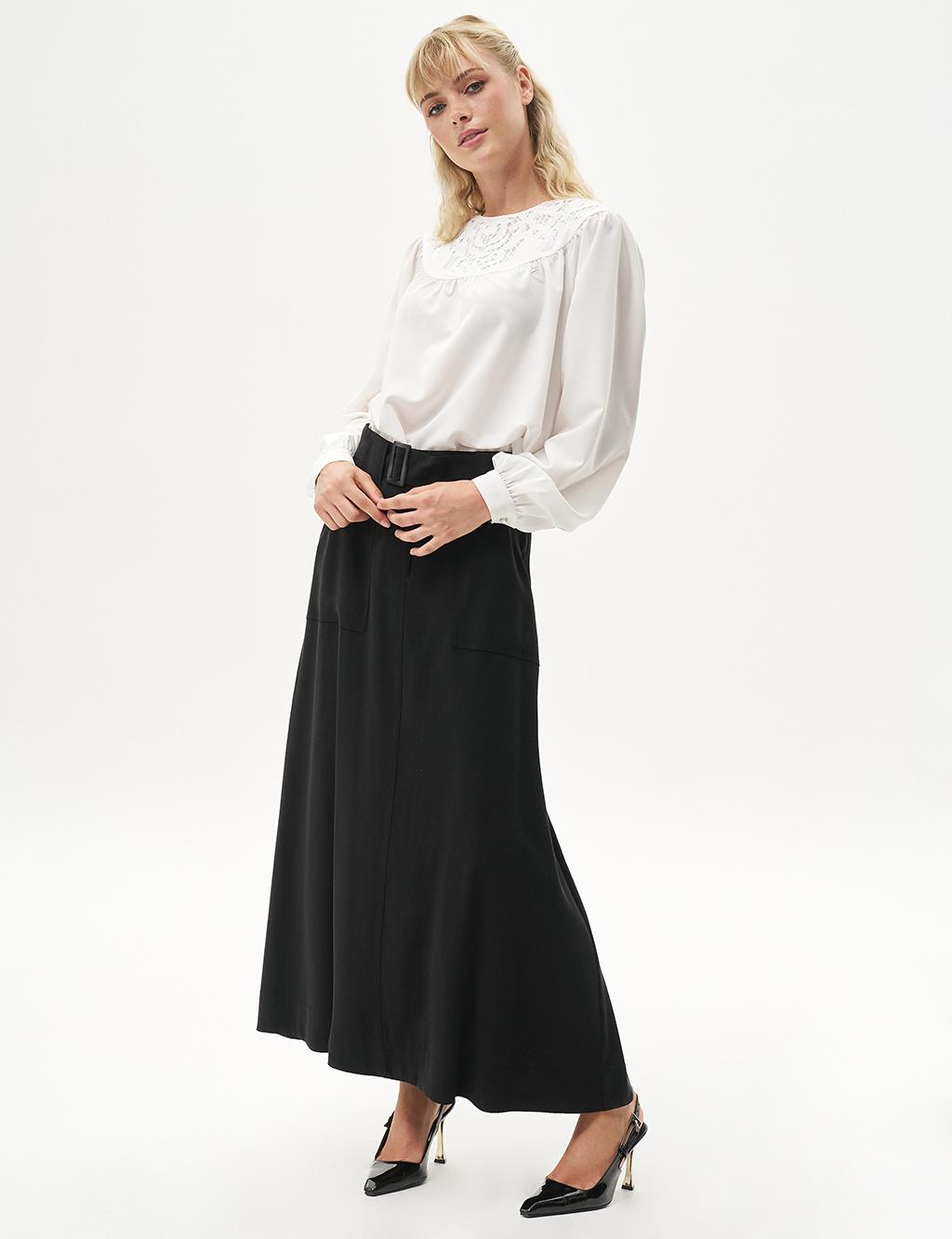 Bell Skirt with Pocket Detail in Black