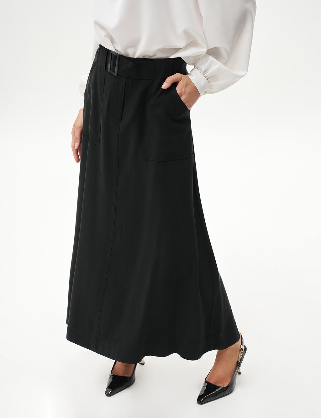 Bell Skirt with Pocket Detail in Black