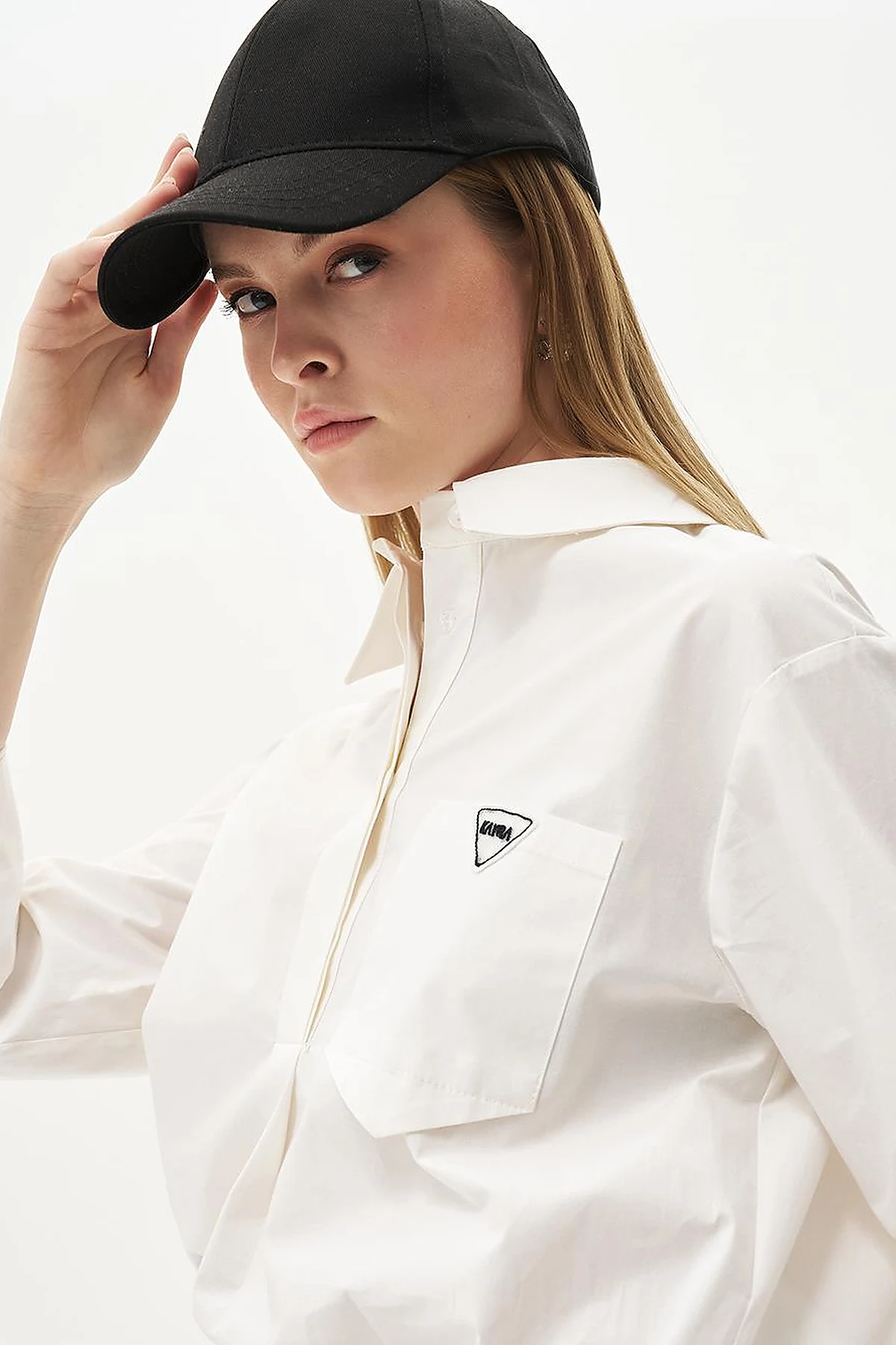 Half Placket Poplin Tunic Ecru