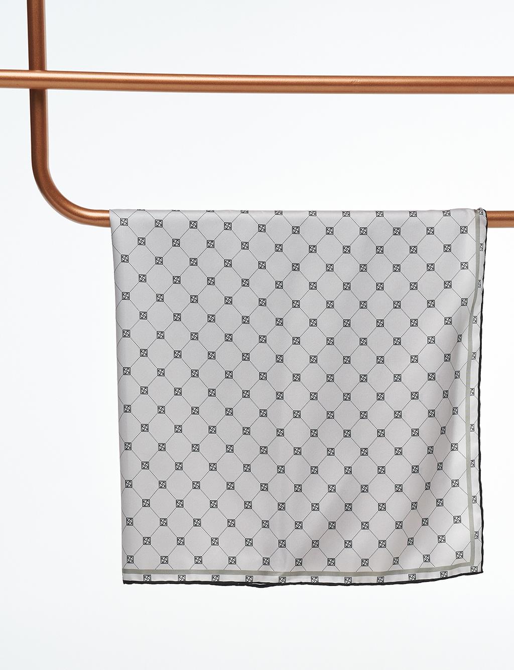 Cross Logo Monogram Scarf Gray