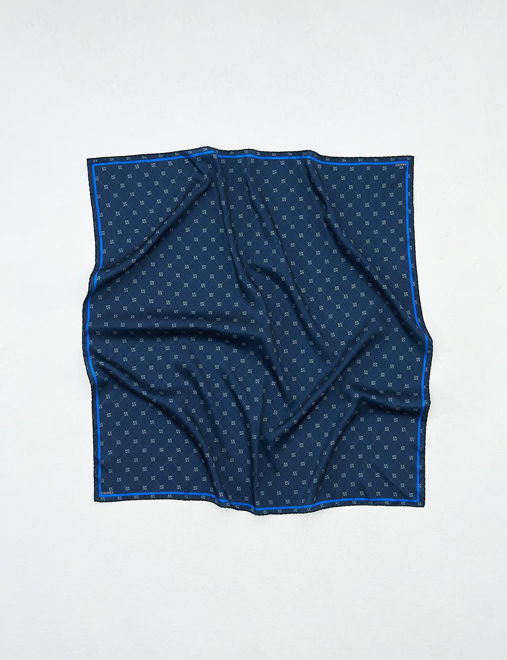 Cross Logo Monogram Scarf Navy Blue