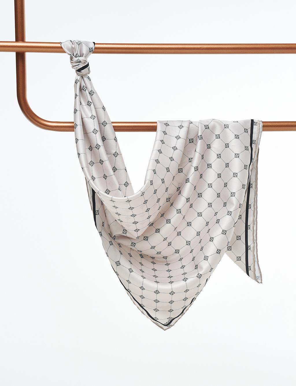 Monogram Scarf Cream with Cross Logo