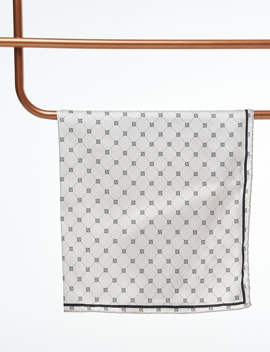 Monogram Scarf Cream with Cross Logo