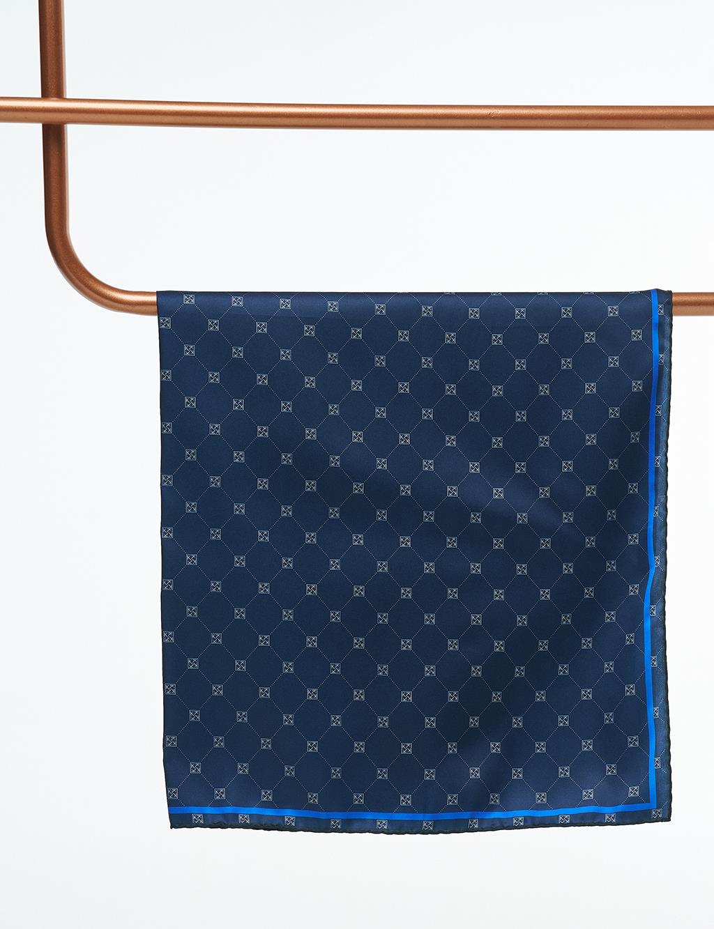 Cross Logo Monogram Scarf Navy Blue