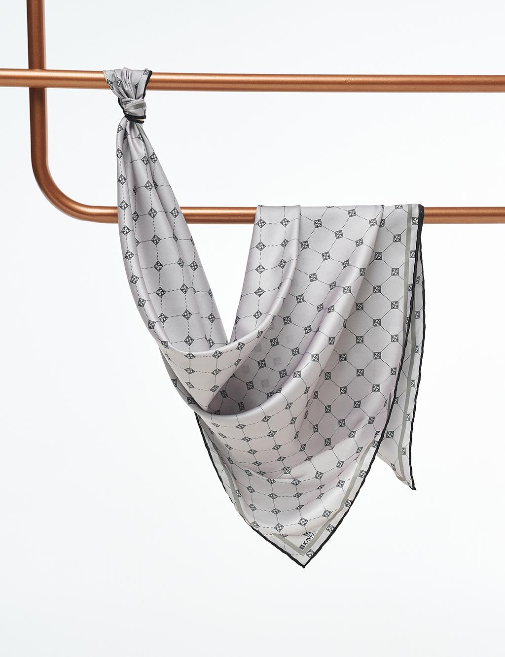 Cross Logo Monogram Scarf Gray