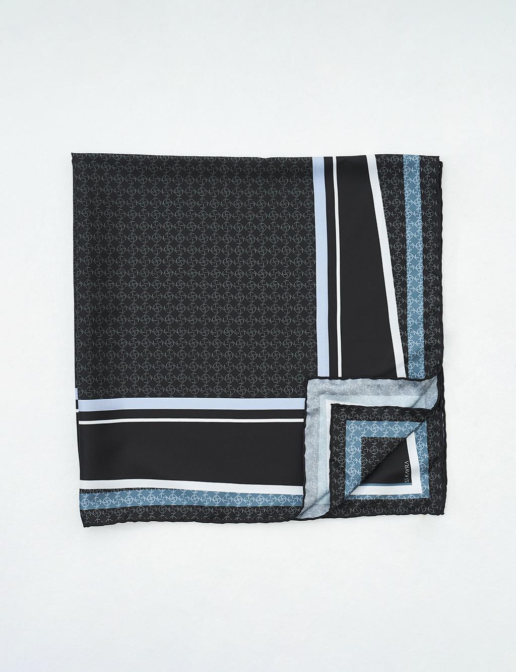 Geometric Patterned Scarf Black