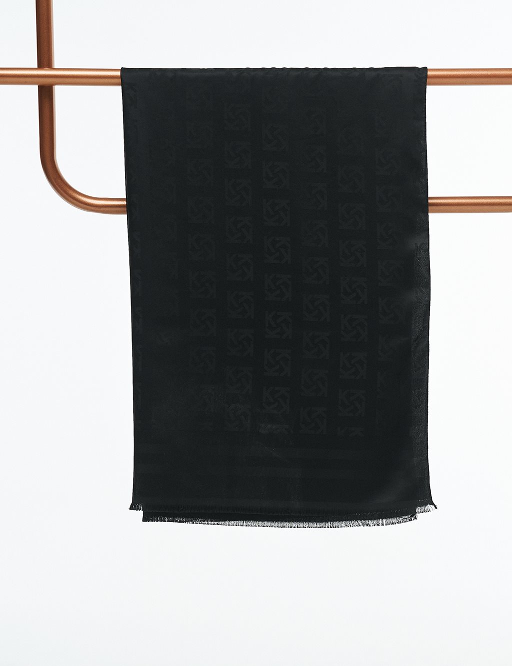 Logo Silk Shawl Black