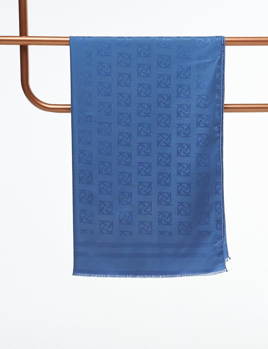 Logo Silk Shawl Indigo