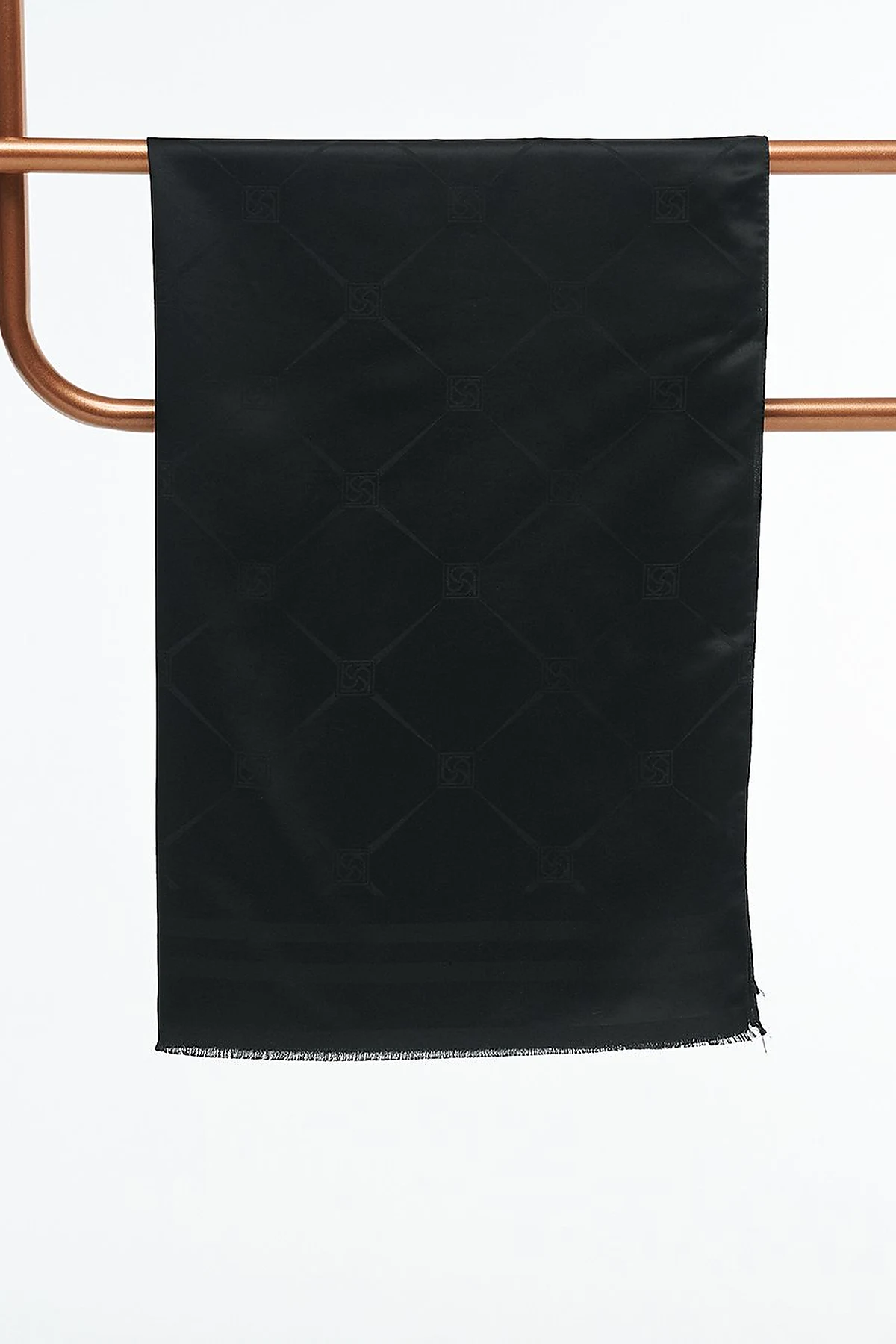 Baklava Pattern Silk Shawl Black
