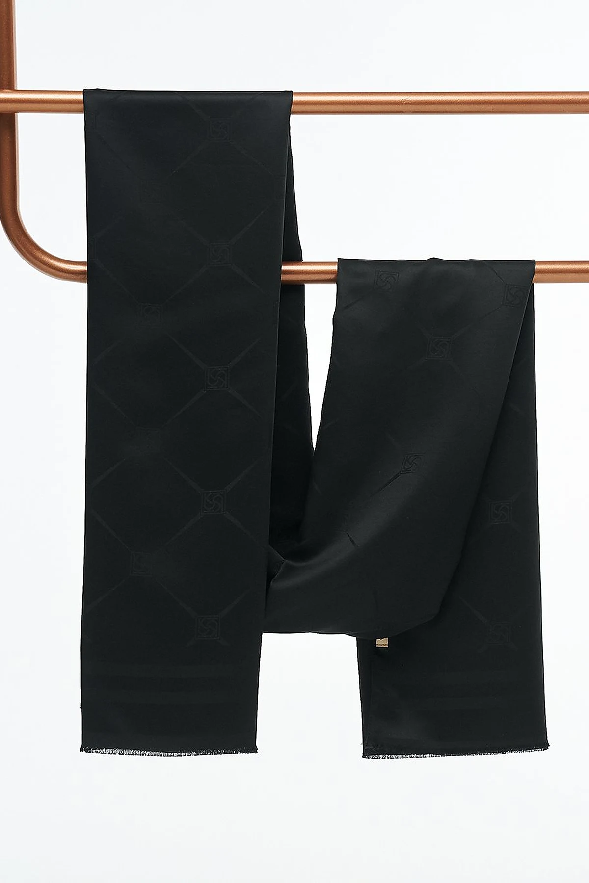 Baklava Pattern Silk Shawl Black