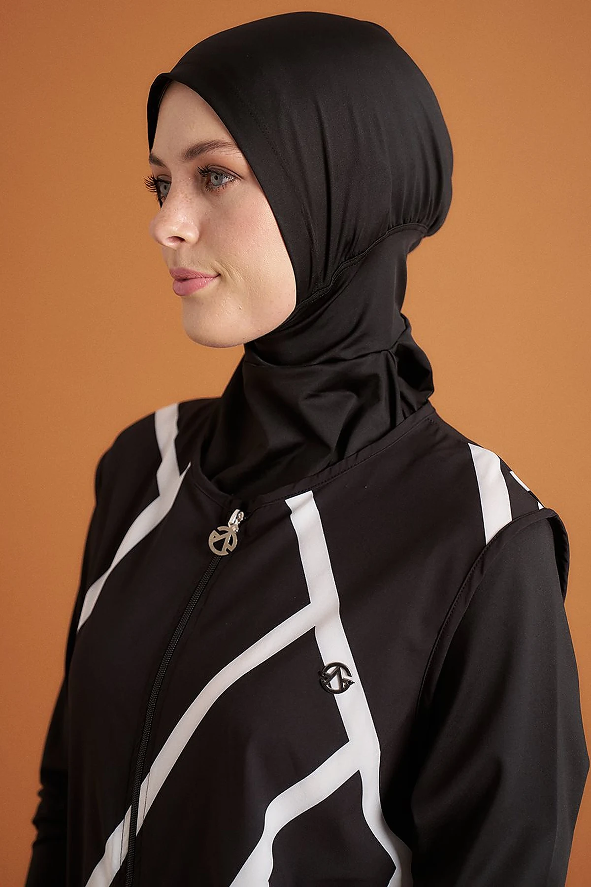 Geometrik Desen Tesettür Mayo Siyah