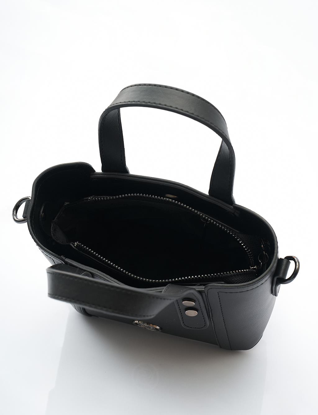 Faux Leather Tote Bag in Black