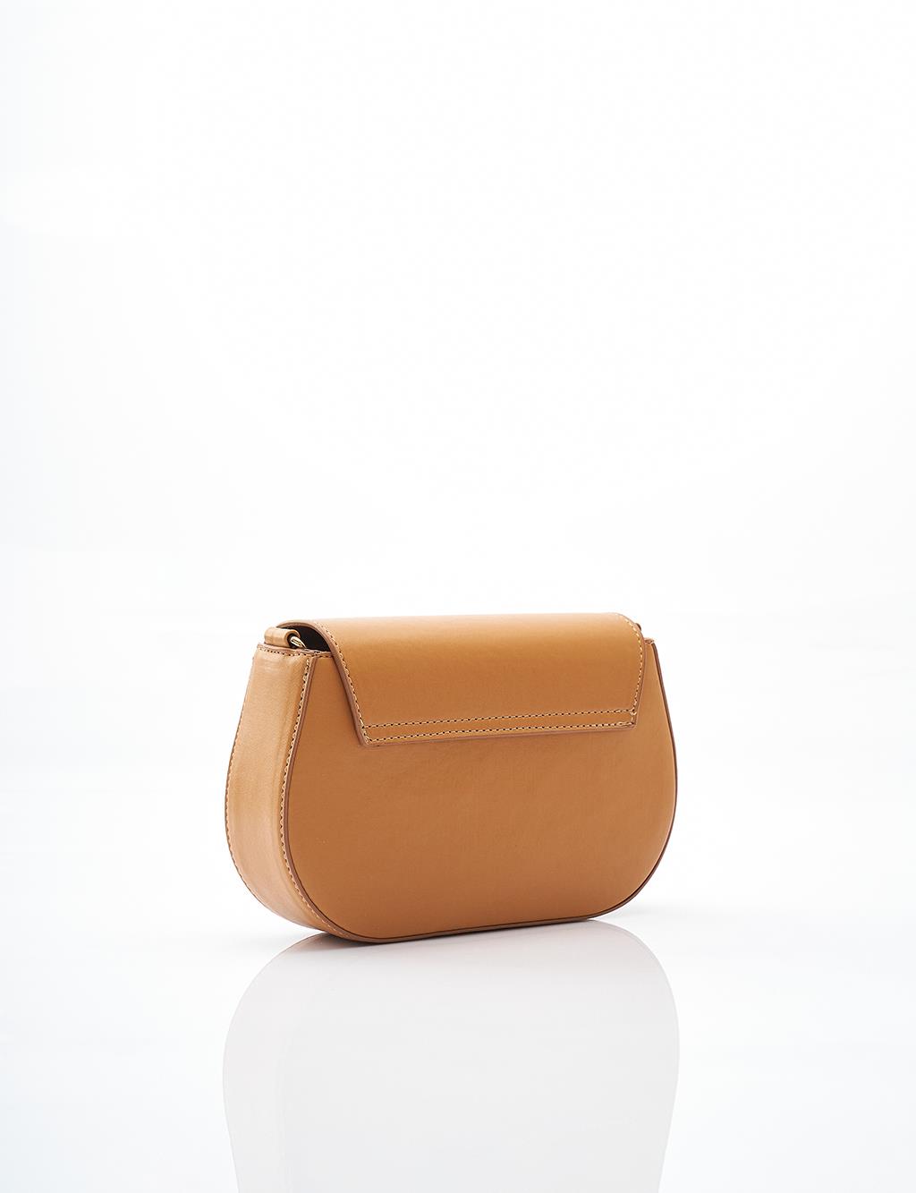 Shoulder Bag with Metal Buckle Camel