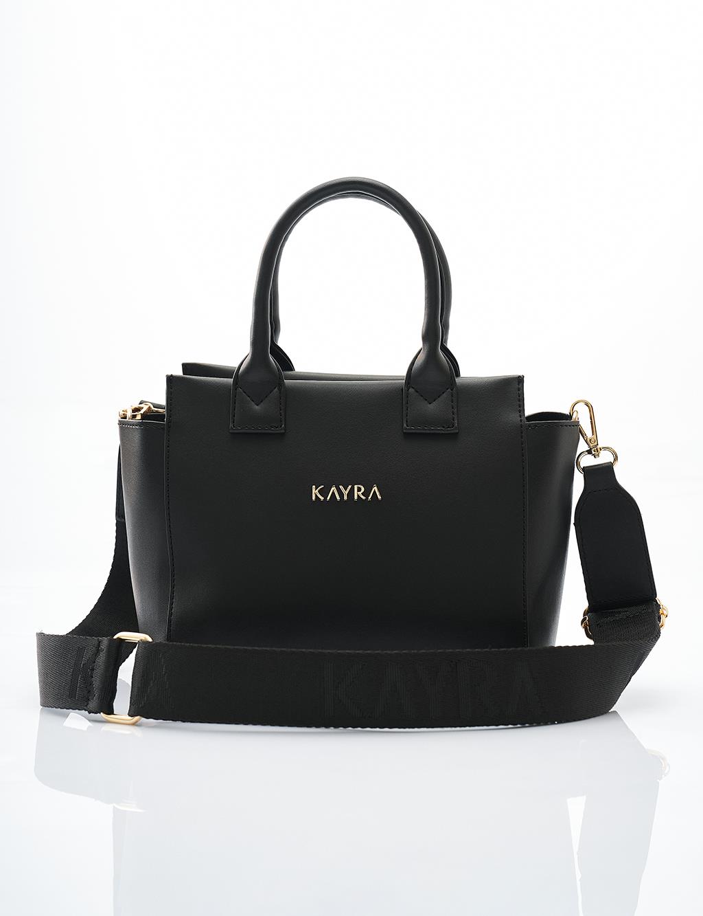 Faux Leather Blended Tote Bag Black