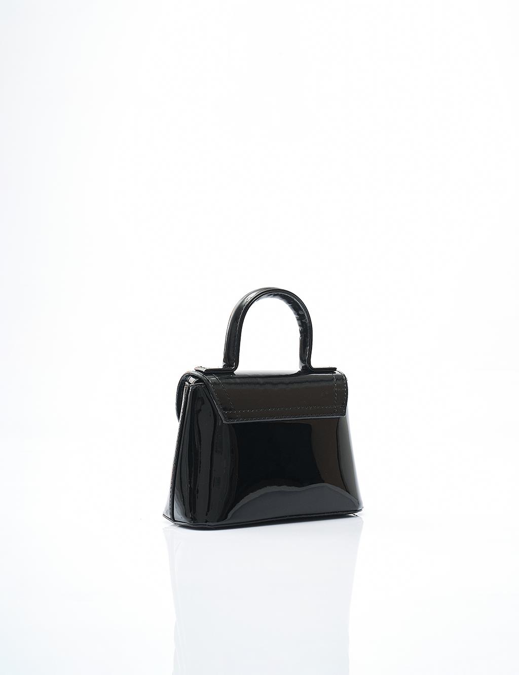 Patent Leather Mini Box Bag in Black