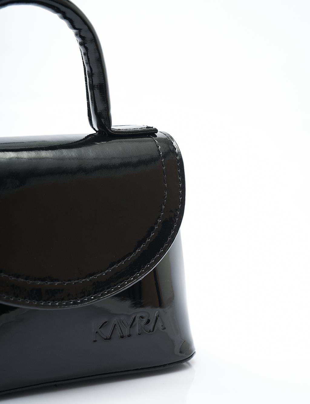 Patent Leather Mini Box Bag in Black