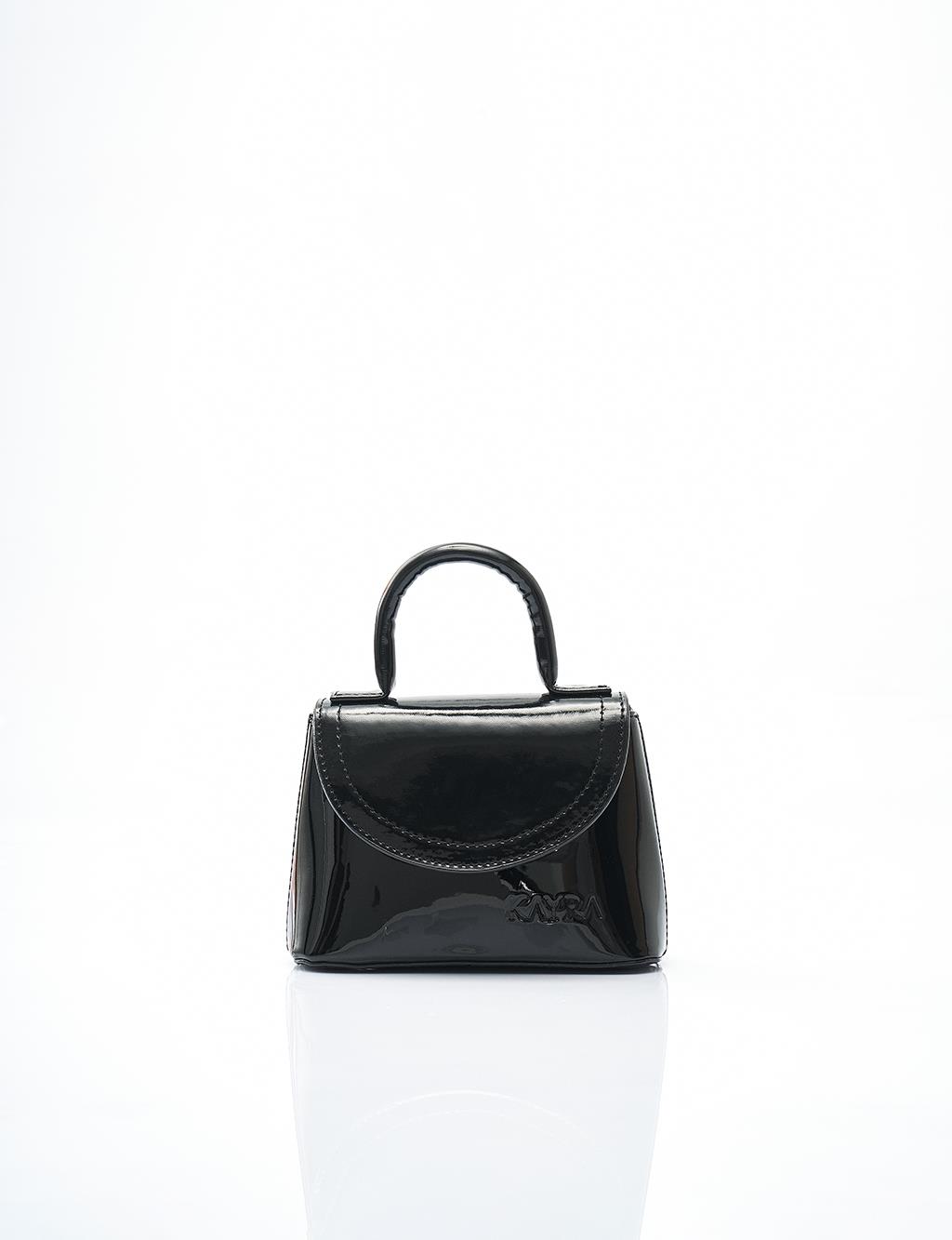 Patent Leather Mini Box Bag in Black