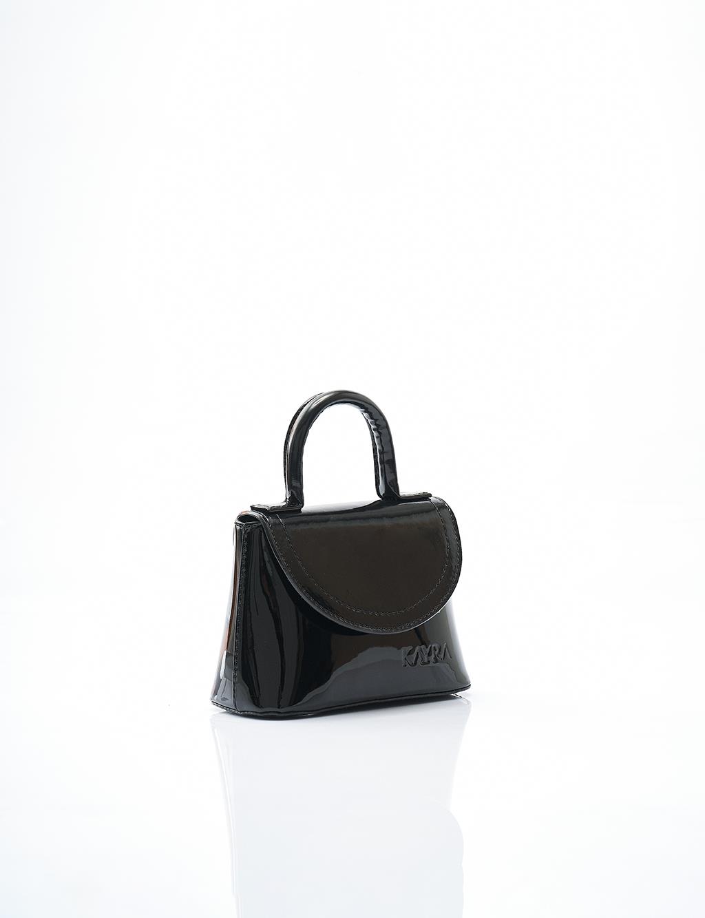 Patent Leather Mini Box Bag in Black