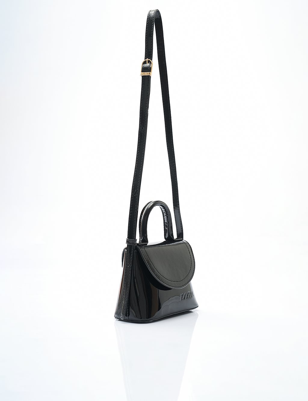 Patent Leather Mini Box Bag in Black