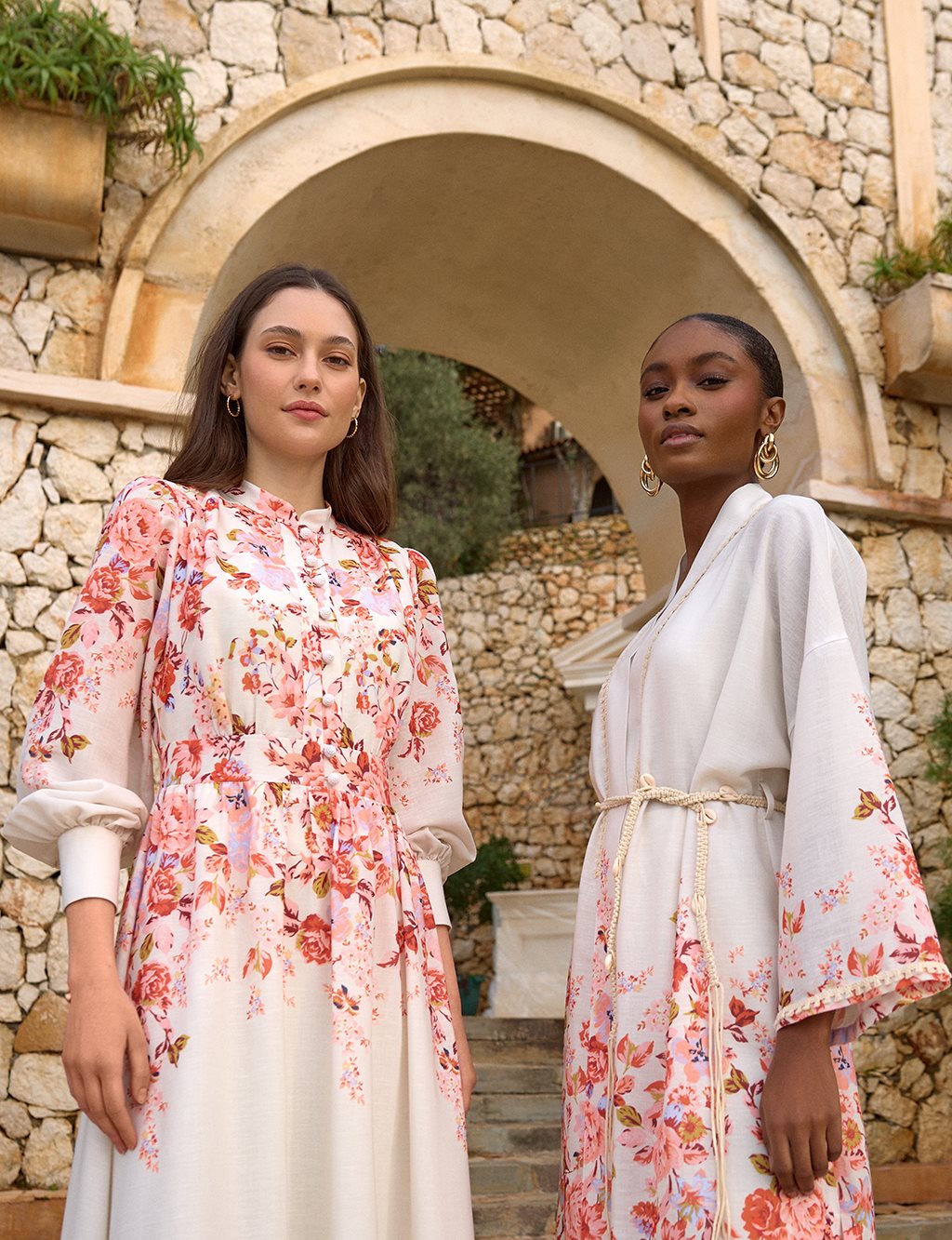 Floral Print Patterned Dress Cream