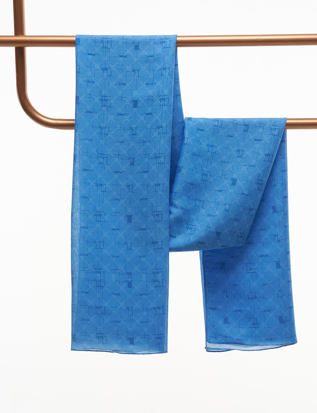 Monogram Patterned Shawl Blue