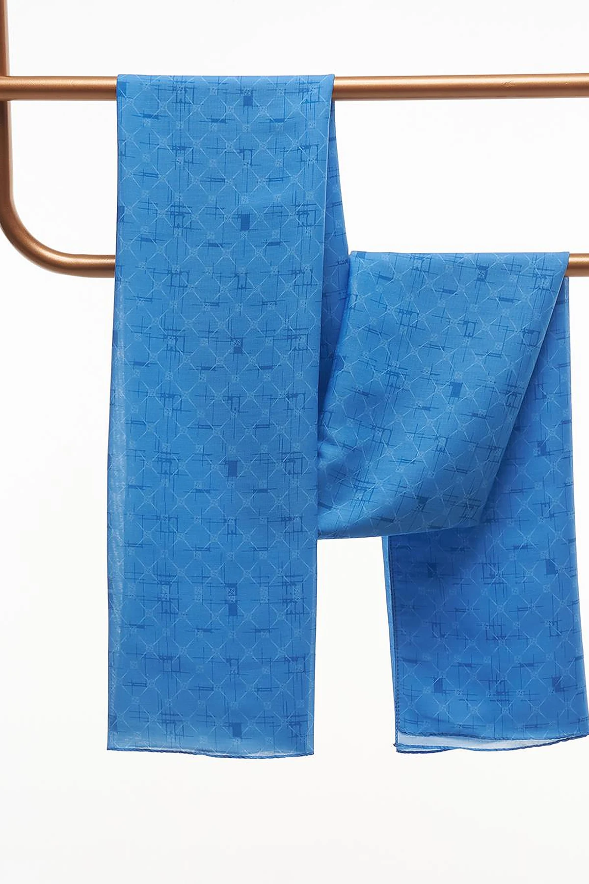 Monogram Patterned Shawl Blue