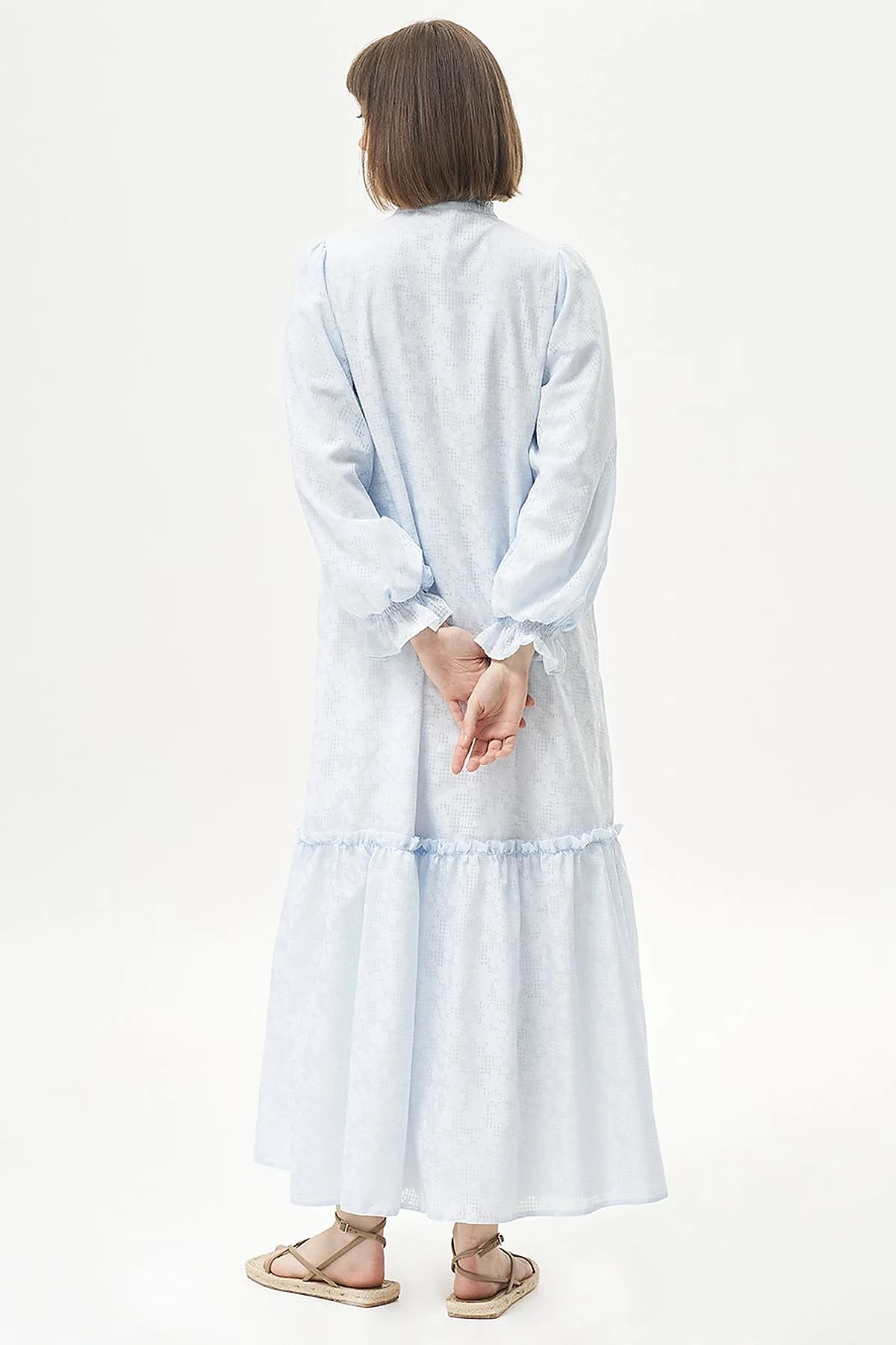 Ruffled Skirt Tassel Dress Blue