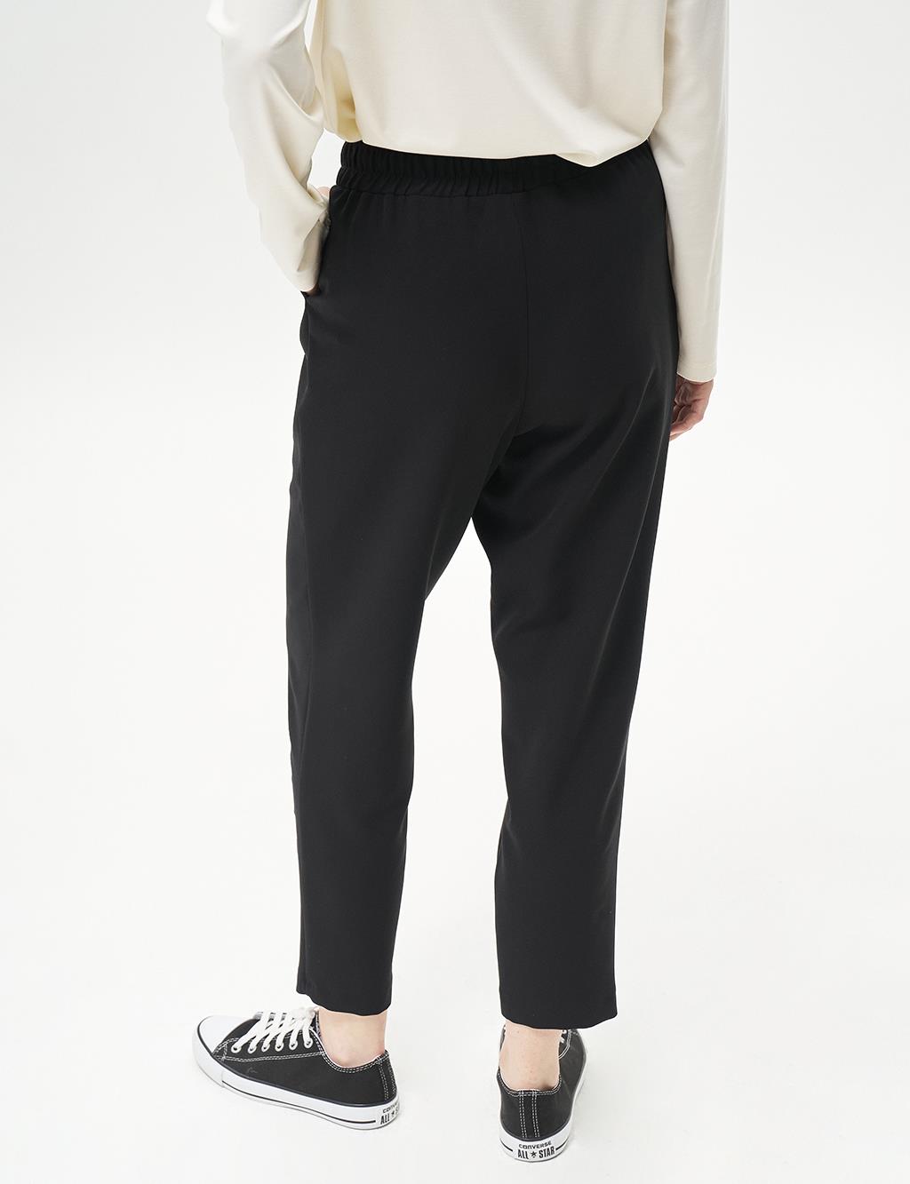 Elastic Waist Trousers Black