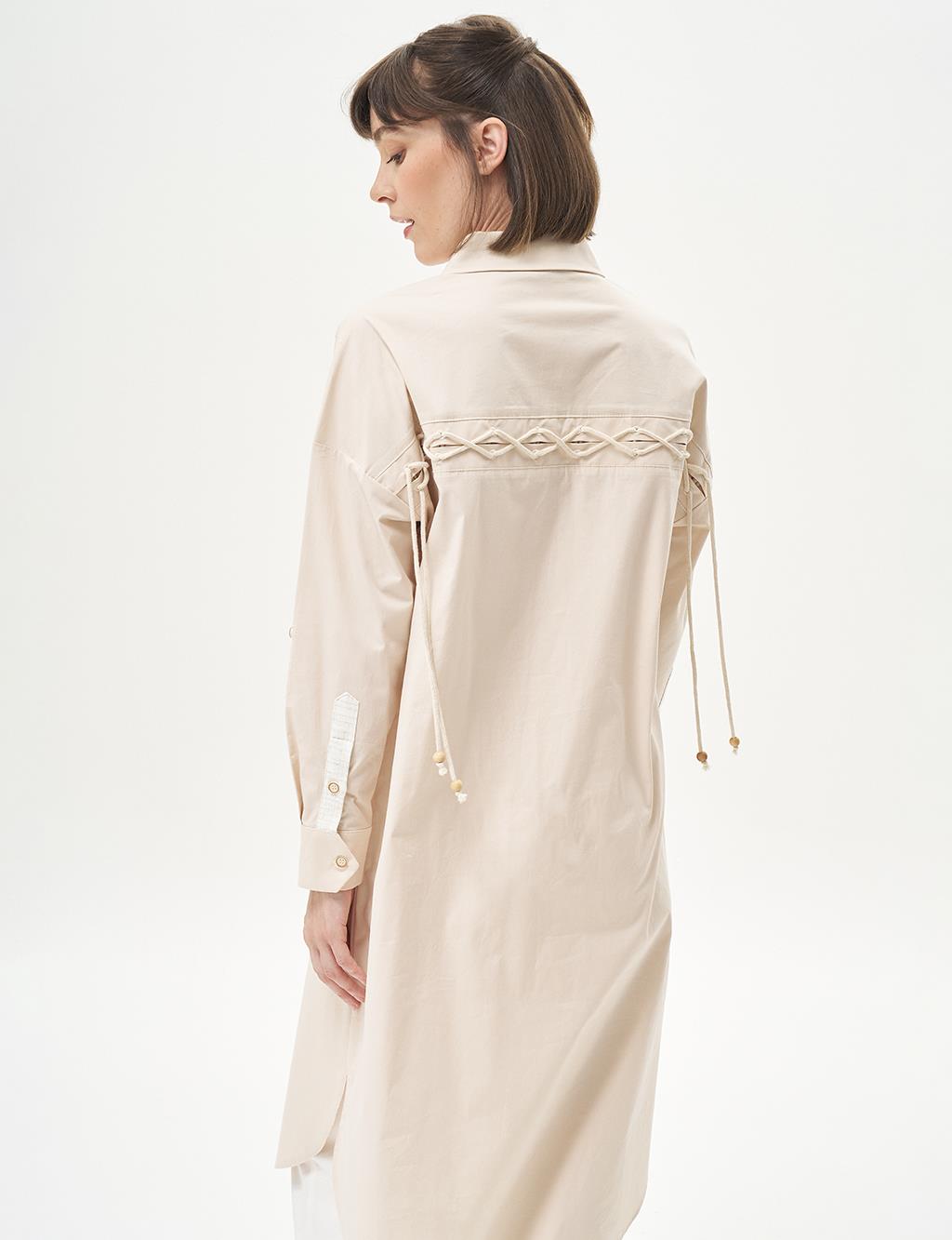 Lace-Up Poplin Tunic Cream