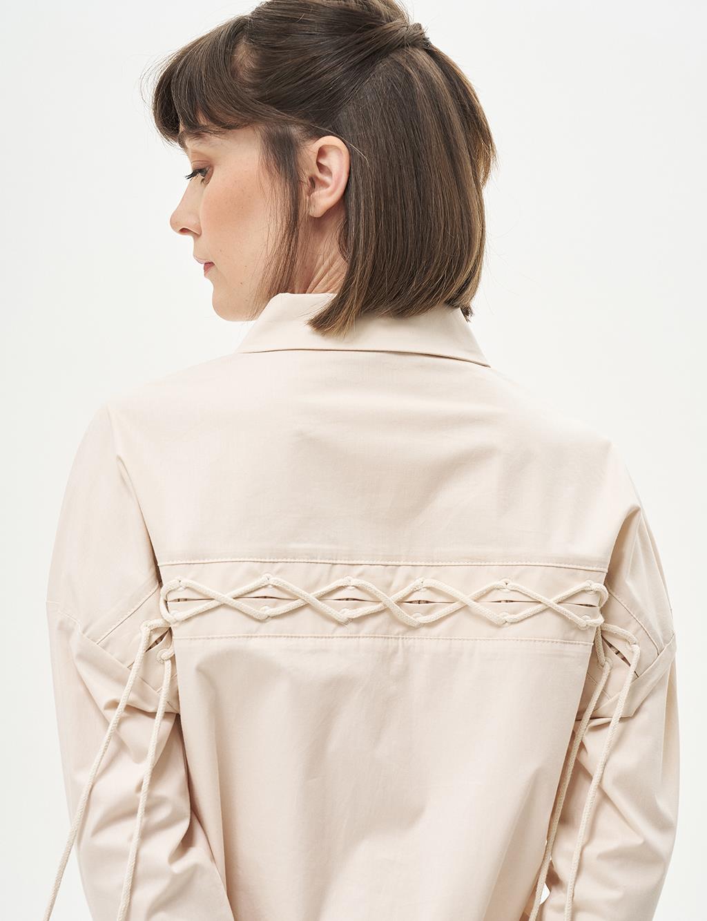 Lace-Up Poplin Tunic Cream