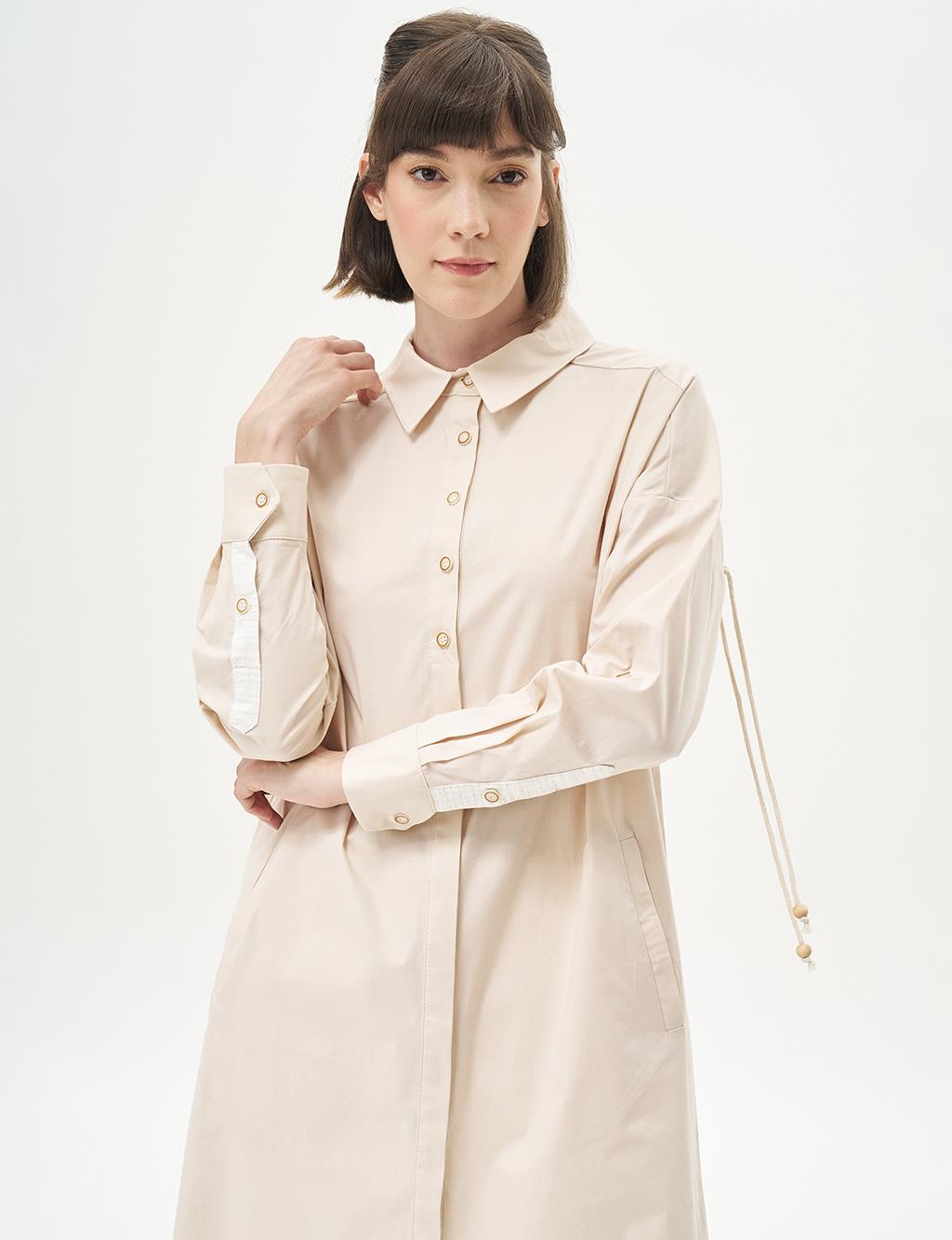 Lace-Up Poplin Tunic Cream